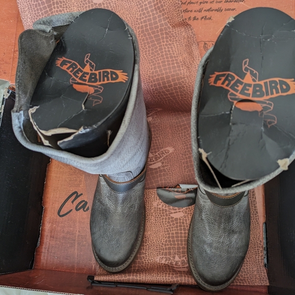 FREEBIRD BY STEVEN CROSBY STONE MOTO BIKER BOOTS SZ 11 US NIB - Picture 3 of 16